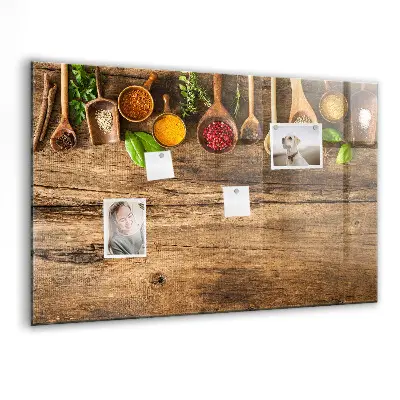 Magnetic wall board with spoons of spices design
