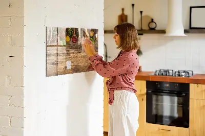 Magnetic wall board with spoons of spices design