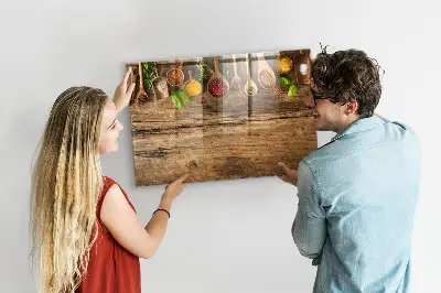 Magnetic wall board with spoons of spices design