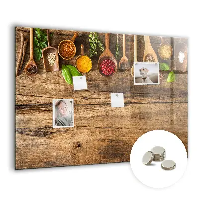 Magnetic wall board with spoons of spices design