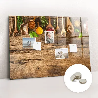 Magnetic wall board with spoons of spices design