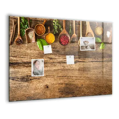 Magnetic wall board with spoons of spices design