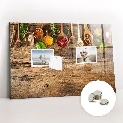 Magnetic wall board with spoons of spices design