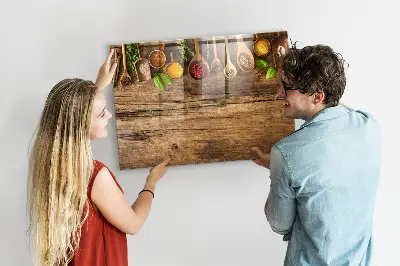 Magnetic wall board with spoons of spices design
