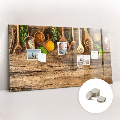 Magnetic wall board with spoons of spices design