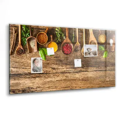 Magnetic wall board with spoons of spices design
