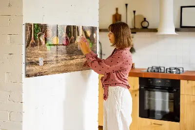 Magnetic wall board with spoons of spices design