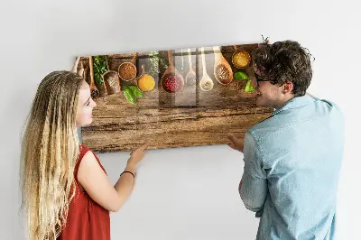 Magnetic wall board with spoons of spices design