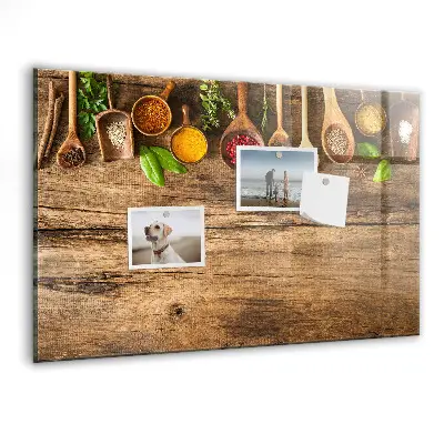 Magnetic wall board with spoons of spices design