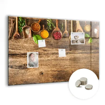 Magnetic wall board with spoons of spices design