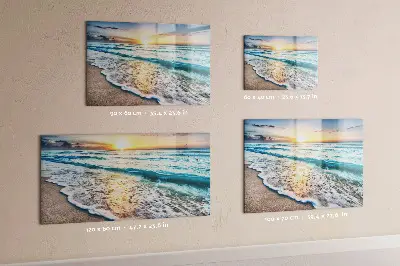 Magnetic wall board with a beach, sea, and sand print