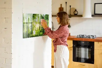 Magnetic Glass Dry Erase Board with Nature Forest Trees Design