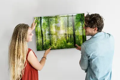 Magnetic Glass Dry Erase Board with Nature Forest Trees Design