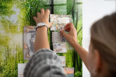 Magnetic Glass Dry Erase Board with Nature Forest Trees Design