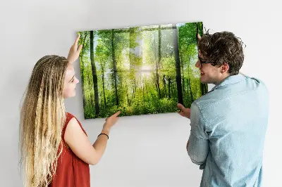 Magnetic Glass Dry Erase Board with Nature Forest Trees Design