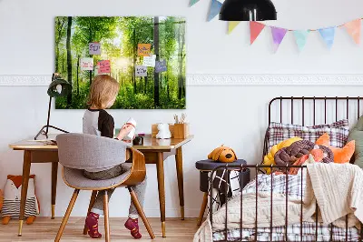 Magnetic Glass Dry Erase Board with Nature Forest Trees Design