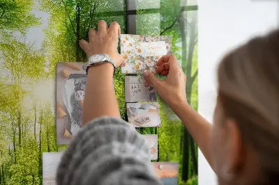 Magnetic Glass Dry Erase Board with Nature Forest Trees Design