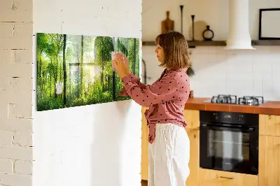 Magnetic Glass Dry Erase Board with Nature Forest Trees Design