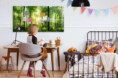 Magnetic Glass Dry Erase Board with Nature Forest Trees Design