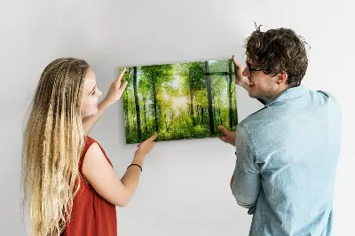 Magnetic Glass Dry Erase Board with Nature Forest Trees Design