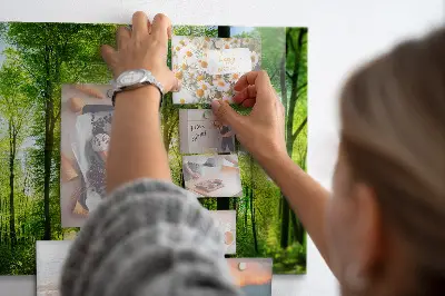 Magnetic Glass Dry Erase Board with Nature Forest Trees Design