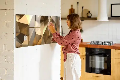 Magnetic Glass Dry Erase Board with Abstract Triangles Design