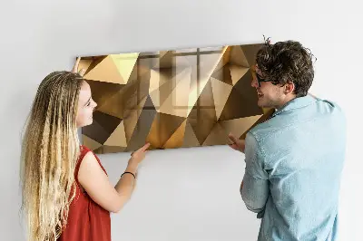 Magnetic Glass Dry Erase Board with Abstract Triangles Design