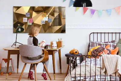 Magnetic Glass Dry Erase Board with Abstract Triangles Design