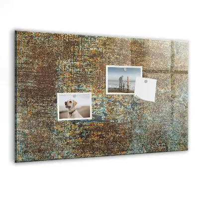 Magnetic glass dry erase board with metallic rust finish