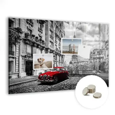 Magnetic wall board with vintage city car design