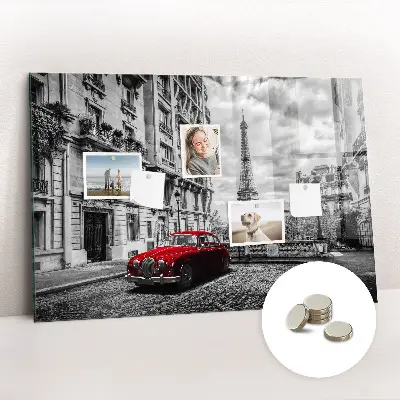 Magnetic wall board with vintage city car design
