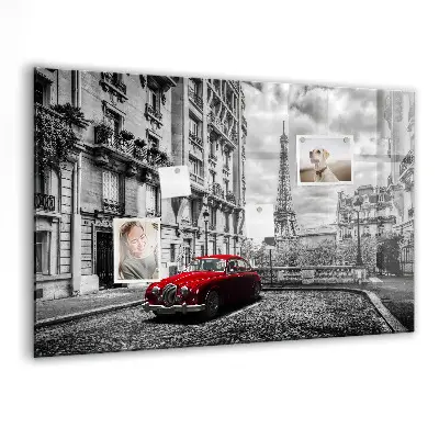 Magnetic wall board with vintage city car design