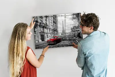Magnetic wall board with vintage city car design