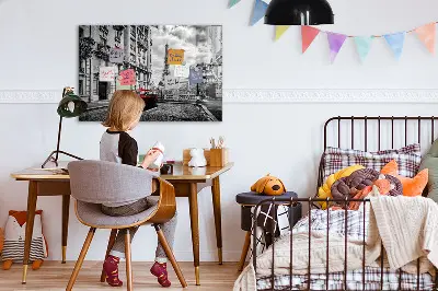 Magnetic wall board with vintage city car design