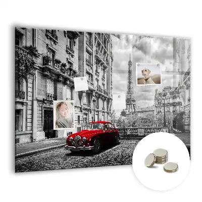 Magnetic wall board with vintage city car design
