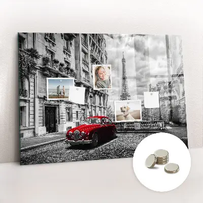 Magnetic wall board with vintage city car design