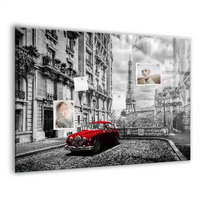 Magnetic wall board with vintage city car design