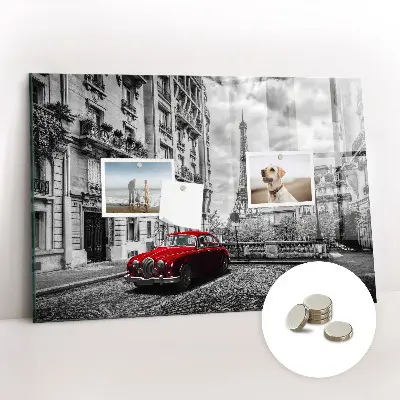 Magnetic wall board with vintage city car design