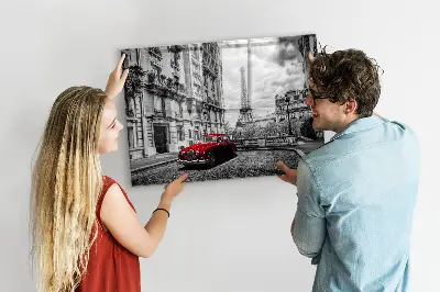 Magnetic wall board with vintage city car design