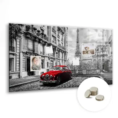 Magnetic wall board with vintage city car design