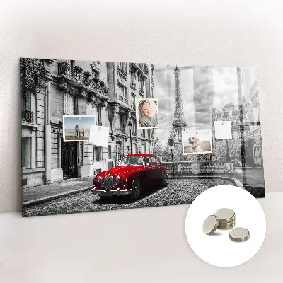 Magnetic wall board with vintage city car design