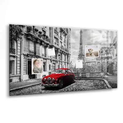 Magnetic wall board with vintage city car design