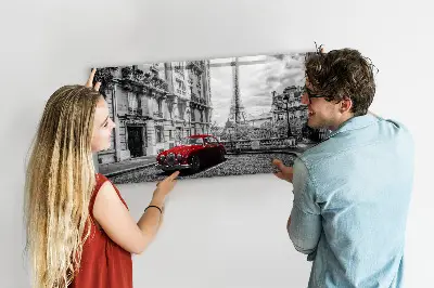 Magnetic wall board with vintage city car design