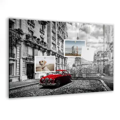 Magnetic wall board with vintage city car design