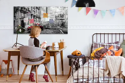 Magnetic wall board with vintage city car design