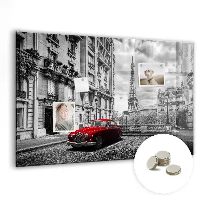 Magnetic wall board with vintage city car design