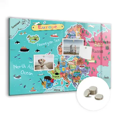 Magnetic glass dry erase board Map of Europe