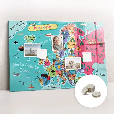 Magnetic glass dry erase board Map of Europe