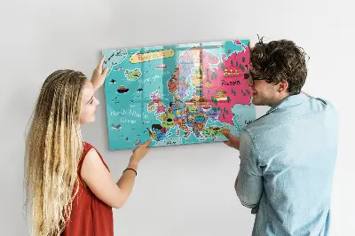 Magnetic glass dry erase board Map of Europe