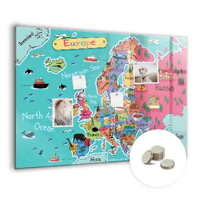 Magnetic glass dry erase board Map of Europe